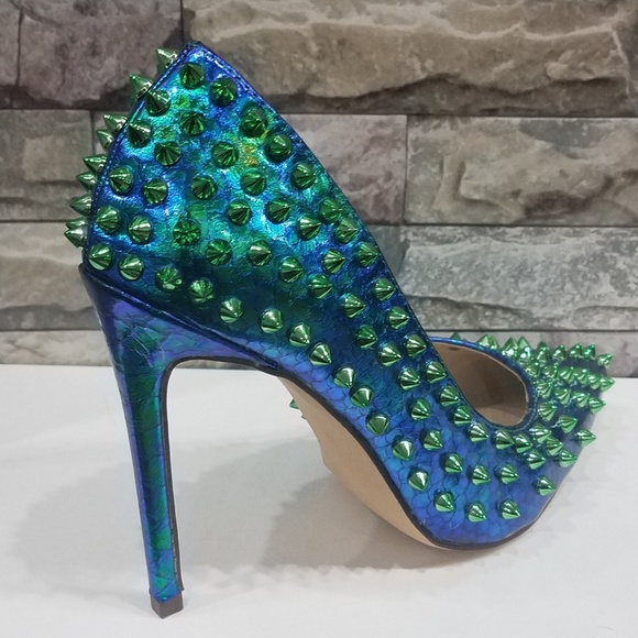 peacock colored shoes